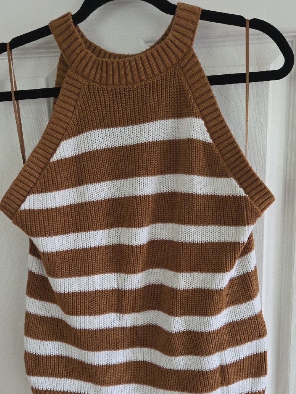 Old Navy Brown and White Striped Tank Top